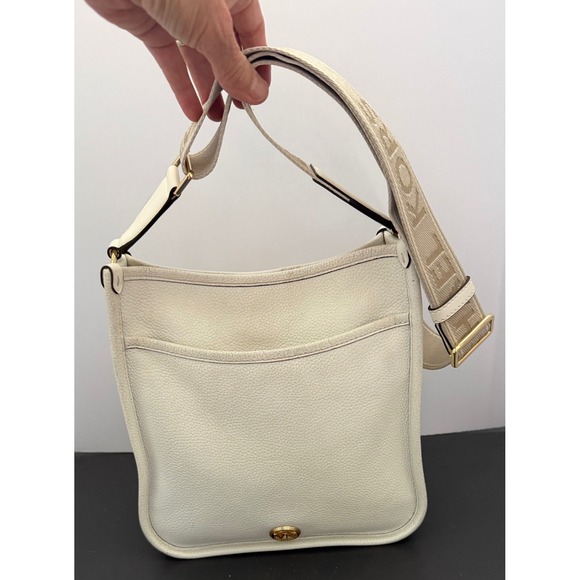 Michael Kors Handbags - Michael Kors Luisa Messenger Bag White Pebbled Leather Gold Summer Sleek